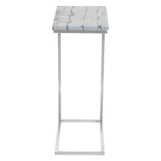 Solid Grey Marble Top C-Table with Chrome Metal Base 2-Pack
