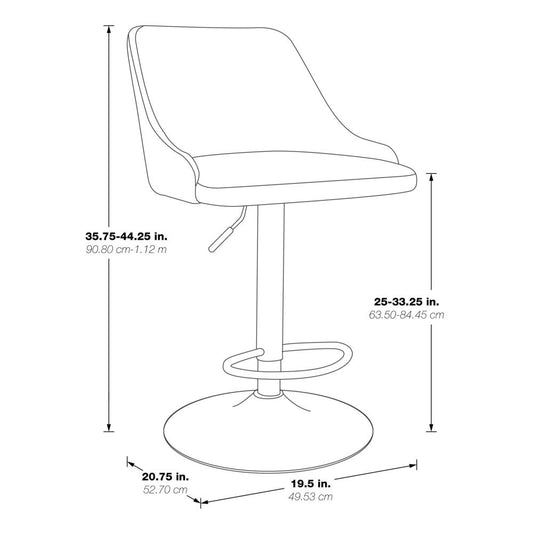 Sylmar Height Adjustable Stool in Charcoal Faux Leather