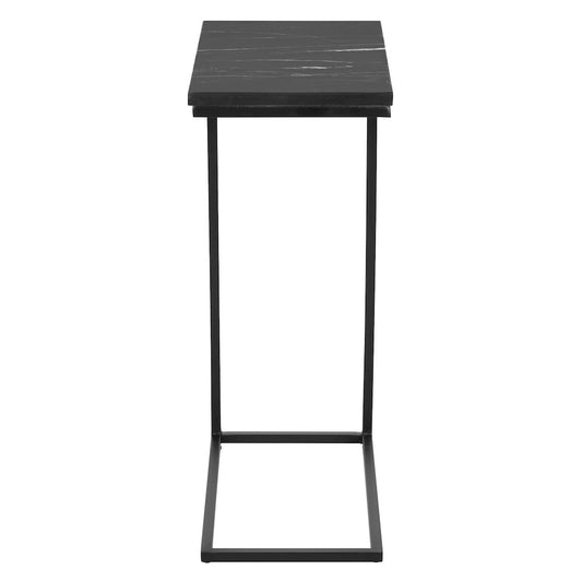 Solid Black Marble Top C-Table with Black Metal Base 2-Pack