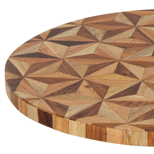 Round Side Table with Natural Mosaic Wood 2-Pack