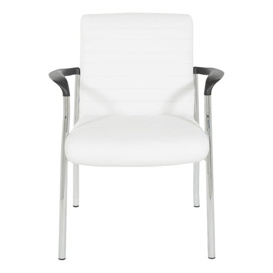 Guest Chair in White Faux Leather with Chrome Frame, FL38610C-U11