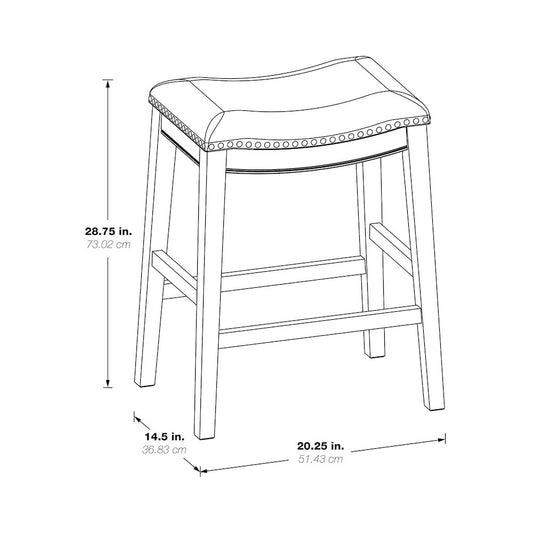 Saddle Stool 30" in Linen Fabric and Antique Grey Base 2-Pack, MET4330AG-L32