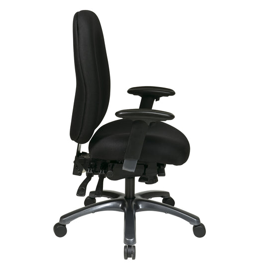 Multi-Function High Back Chair with Seat Slider and Titanium Finish Base