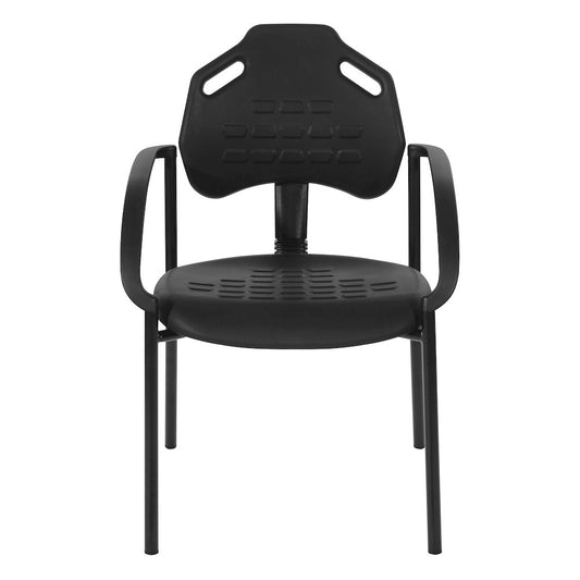 Black Self Skinned Urethane Guest Arm Chair In Black Finish Frame