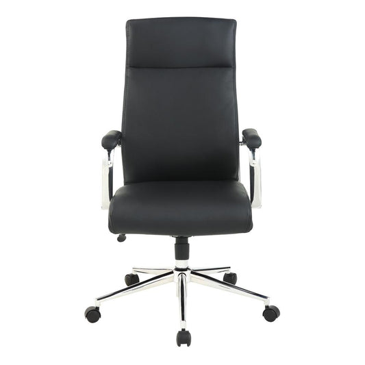 High Back Manager's Chair with Dillon Black Antimicrobial Fabric and Chrome Base