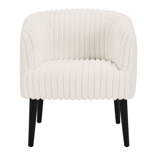 Rachel Accent Chair In White Cord Fur Fabric With Black Legs