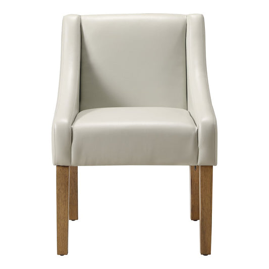 Monarch Dining Chair In Cream Faux Leather With Medium Espresso Wood Legs