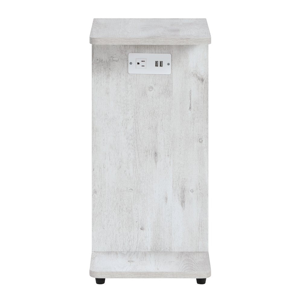 Gemma Accent C-Table With Power Ports in Rustic Grey Finish
