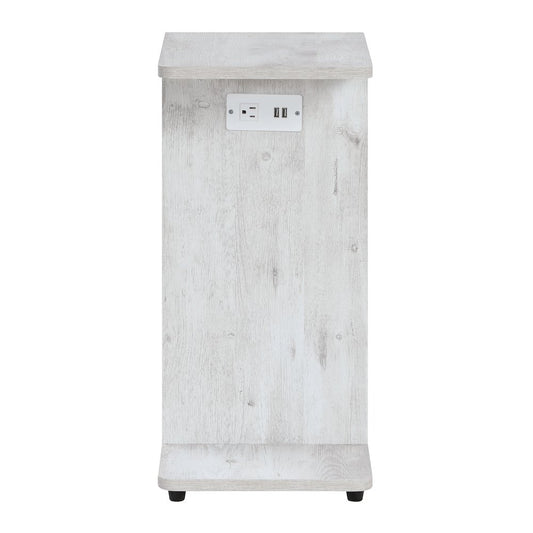 Gemma Accent C-Table With Power Ports in Rustic Grey Finish
