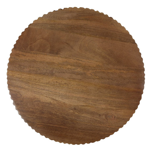 Round Side Table in Golden Honey Wood Top with Metal Base