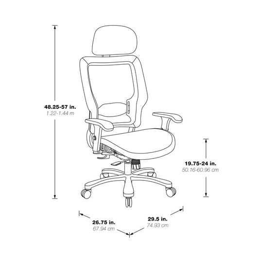 Air Grid Seat and Back Big & Tall Ergonomic Chair with Adjustable Headrest, Adjustable Lumbar Support, 2-Way Adjustable Arms and Aluminum Silver Base, 63-11A653RHM