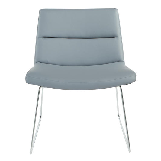 Thompson Chair in Charcoal Grey Faux Leather with Chrome Sled Base, THP-U42
