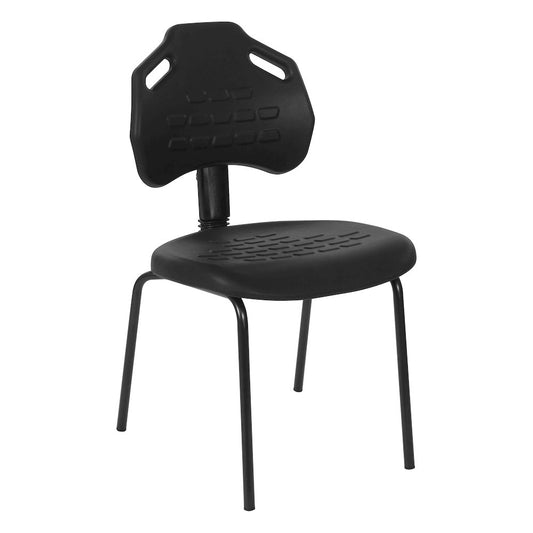 Black Self Skinned Urethane Armless Guest Chair In Black Finish Frame