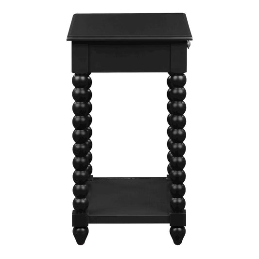 Elise Side Table With Drawer in Black Finish