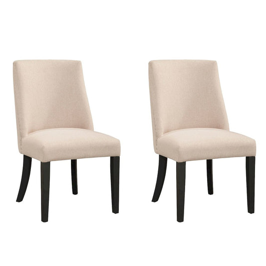 Live Edge Set of 2 Upholstered Parson Chairs, Cream/Black