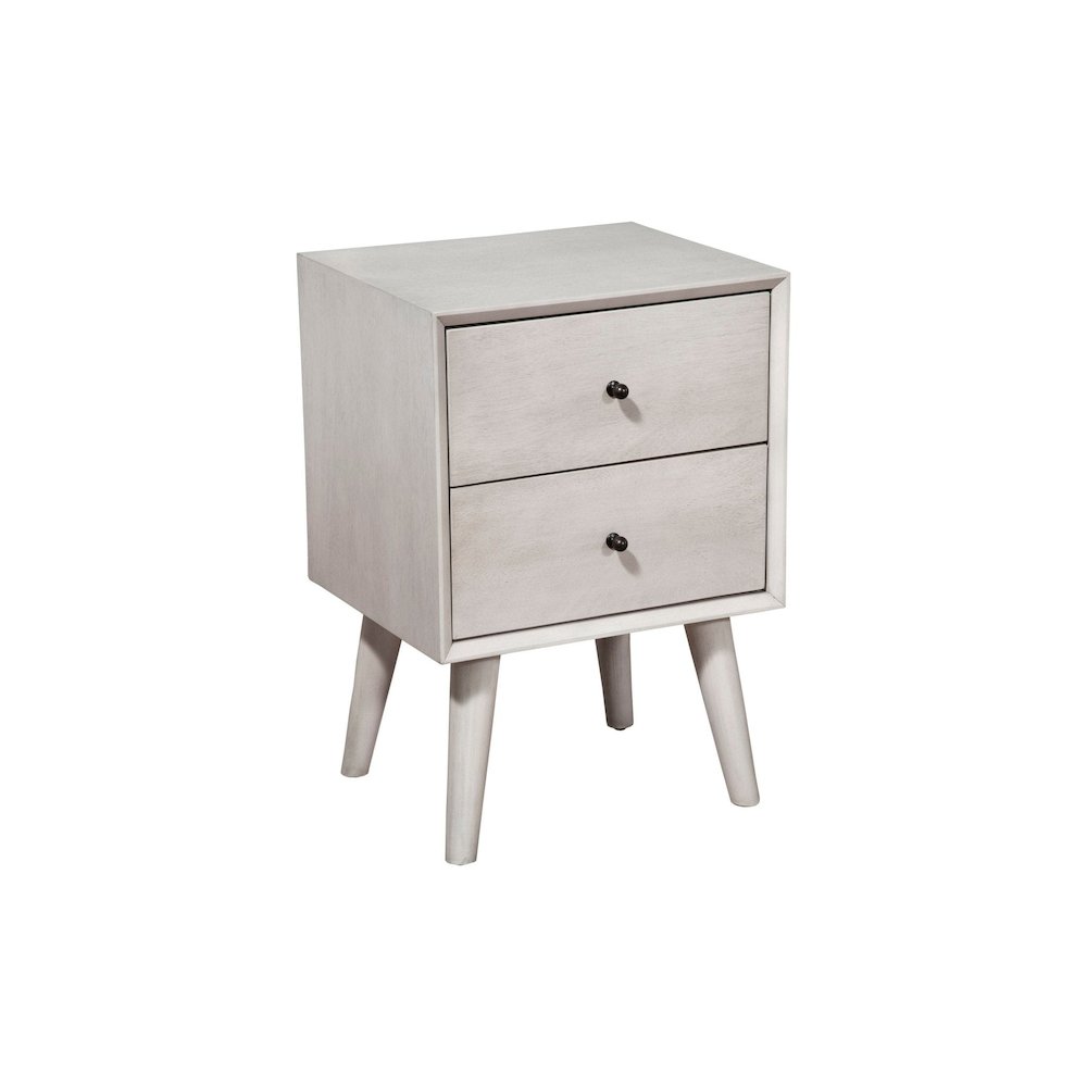 Flynn Mid Century Modern 2 Drawer Nightstand, Gray