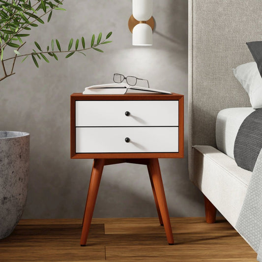 Flynn Small Nightstand, Acorn & White