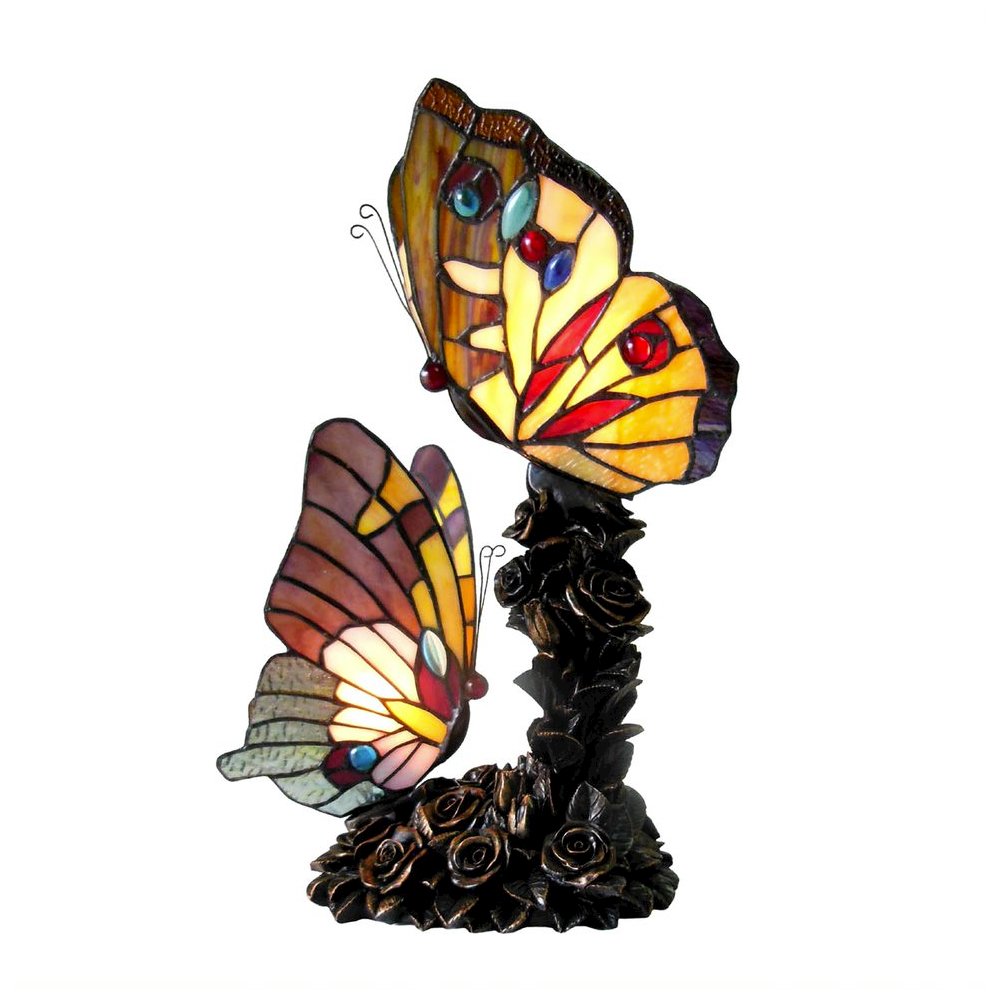 EDITH 1 Tiffany-style 2 Light Butterfly Table Lamp 10" Wide