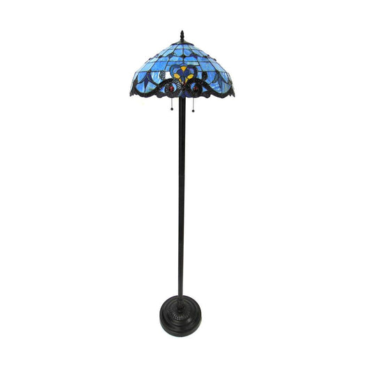 Victorian-style 2-Light Dark Antique Bronze Finish Floor Lamp 18" Shade