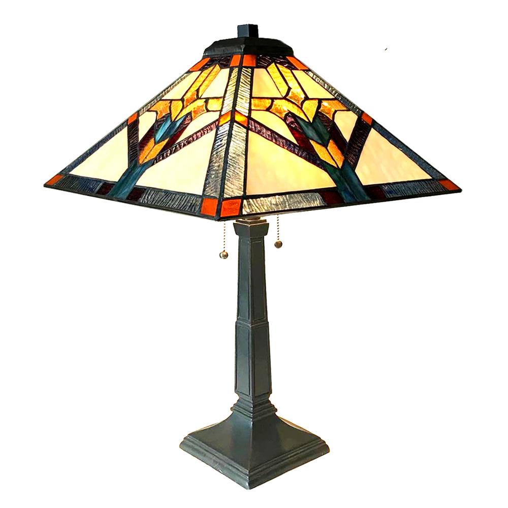 SHAY Mission 2 Light Antique Dark Bronze Table Lamp 16" Shade