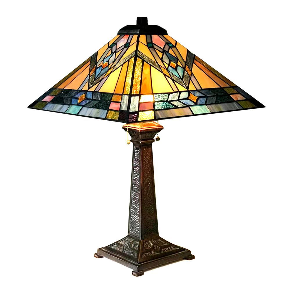 MICHAEL Mission 2 Light Antique Dark Bronze Table Lamp 16" Shade