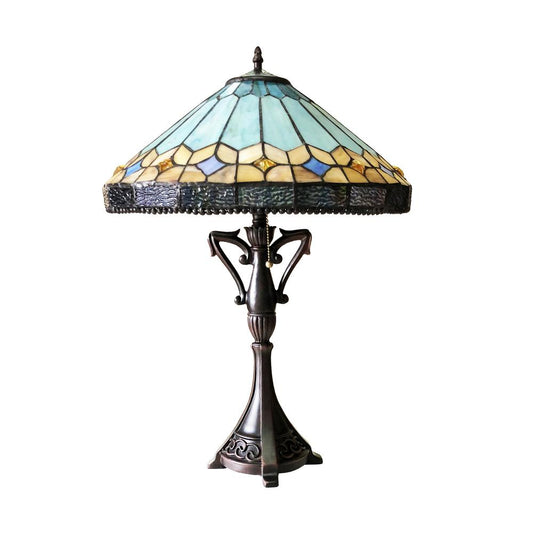 CHLOE Lighting NICHOLAS Tiffany-Style Mission Stained Glass Table Lamp 25" Height