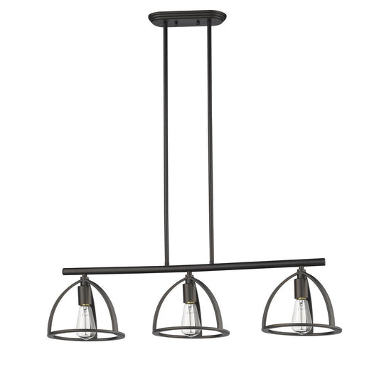 IRONCLAD Industrial 3 Light Rubbed Bronze Island Pendant 35" Wide