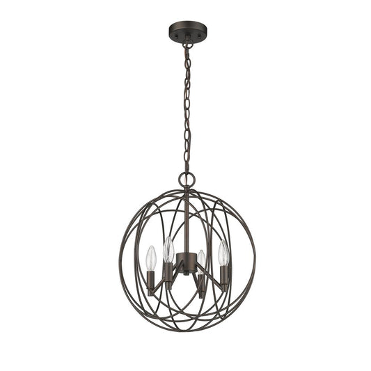 ELLA Farmhouse 4 Light Rubbed Bronze Ceiling Pendant 15.5" Wide