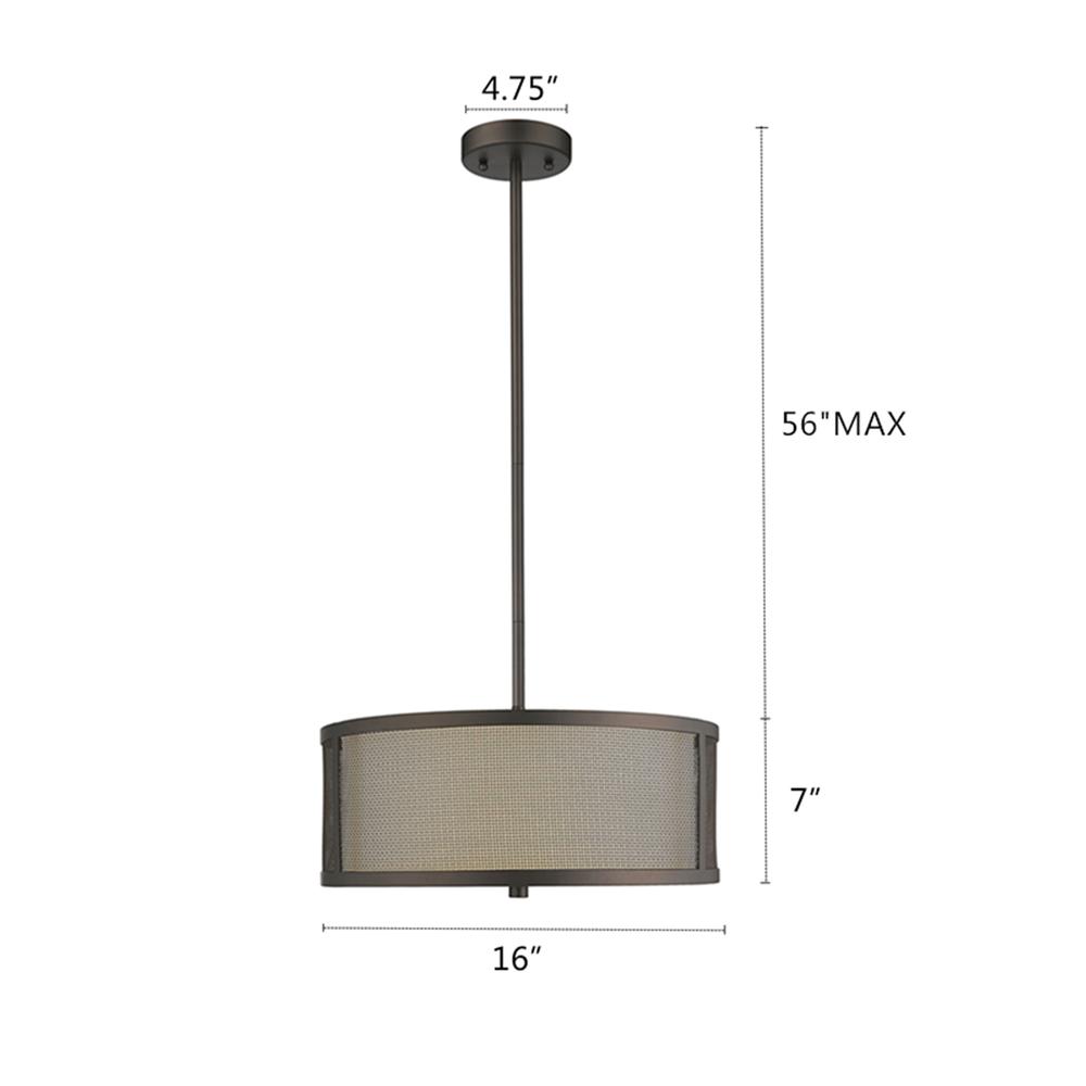 JULIANA Transitional 3 Light Rubbed Bronze Ceiling Pendant 16" Wide