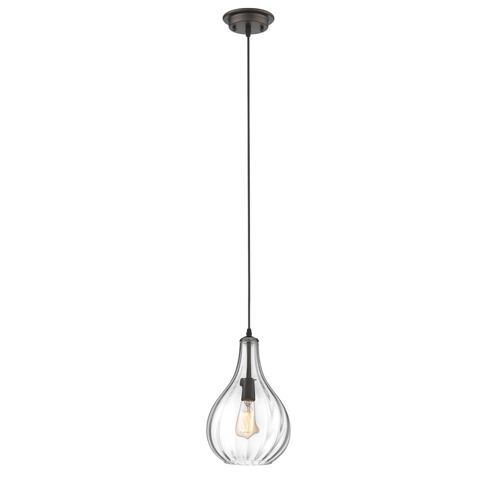 SAVANNAH Transitional 1 Light Rubbed Bronze Ceiling Mini Pendant 9" Wide