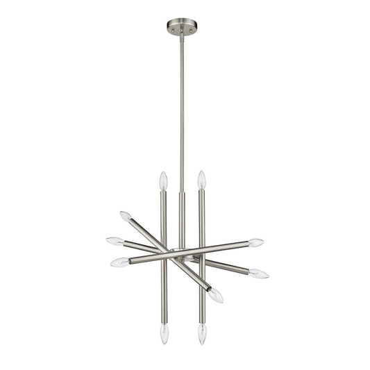 ADALYNN Transitional 10 Light Brushed Nickel Ceiling Pendant 19" Wide
