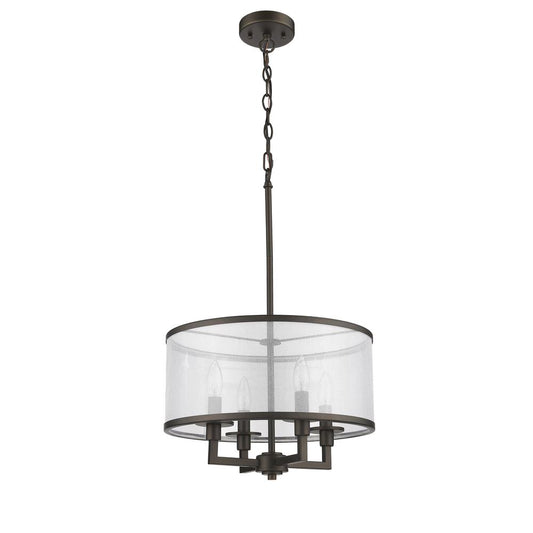 VALENTINA Transitional 4 Light Rubbed Bronze Ceiling Pendant 16" Wide