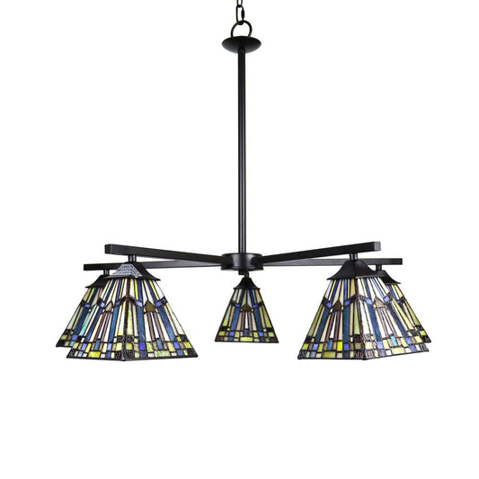 CHLOE Lighting KINSEY Mission Tiffany-style Blackish Bronze 5 Light Large Chandelier 30" Wide