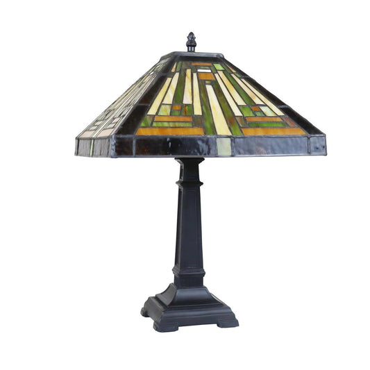 CHLOE Lighting INNES Mission Tiffany-Style Blackish Bronze 1 Light Table Lamp 12" Wide