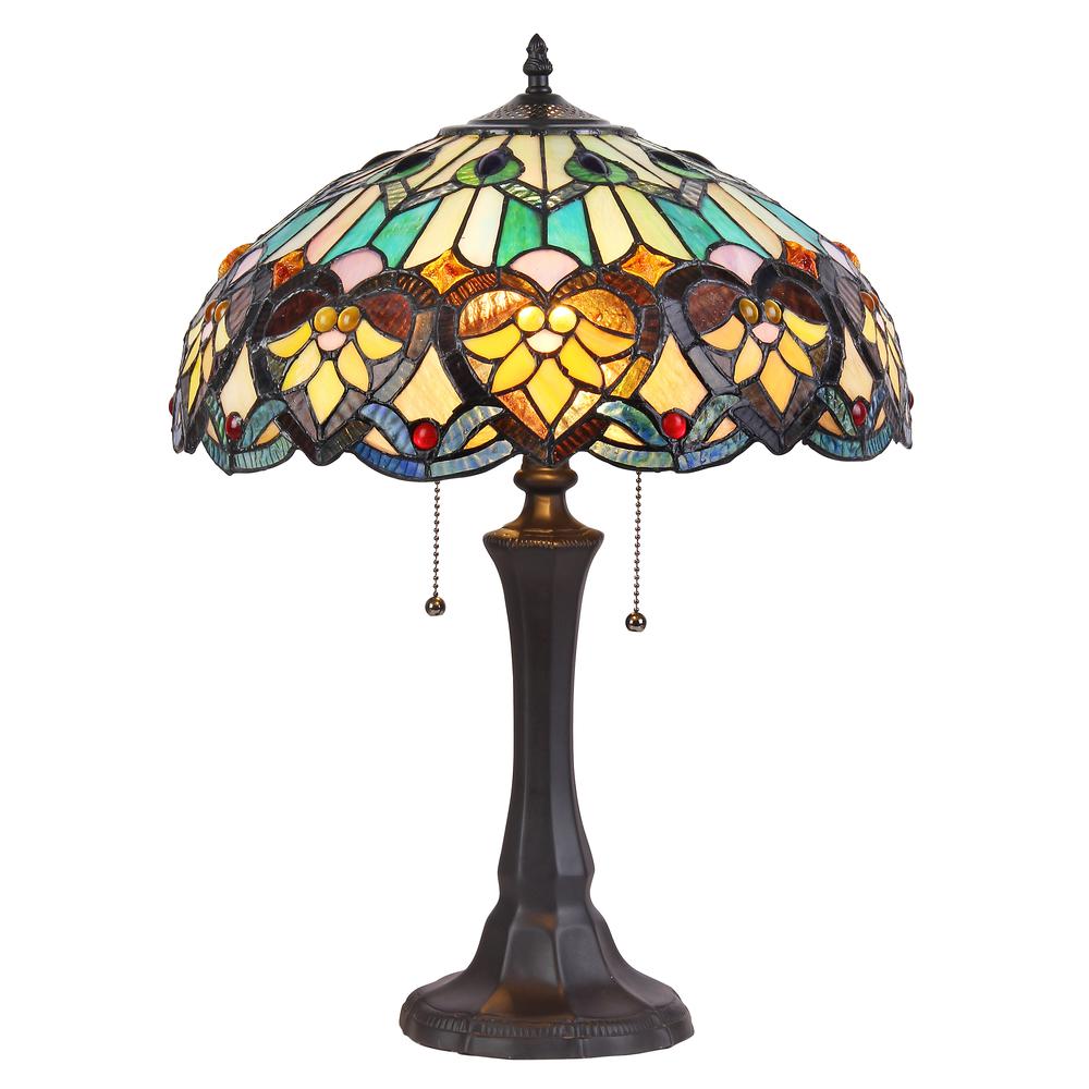 KENDALL Tiffany-style 2 Light Victorian Table Lamp 16" Shade