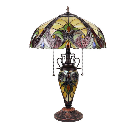 CHLOE Lighting ADIA Victorian-Style Dark Bronze 3 Light Double Lit Table Lamp 16" Wide