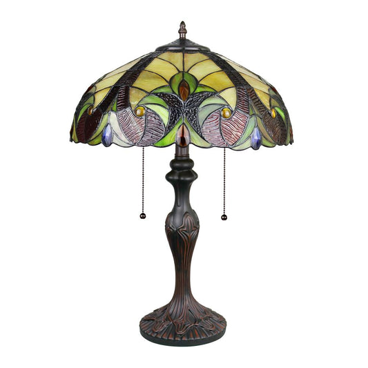 CHLOE Lighting ADIA Victorian Tiffany-Syle Dark Bronze 2 Light Table Lamp 16" Wide