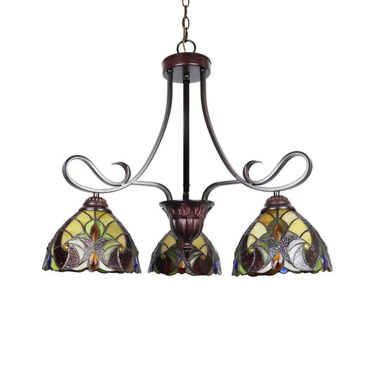 CHLOE Lighting ADIA Victorian Tiffany-Style Dark Bronze 3 Light Mini Chandelier 25" Wide