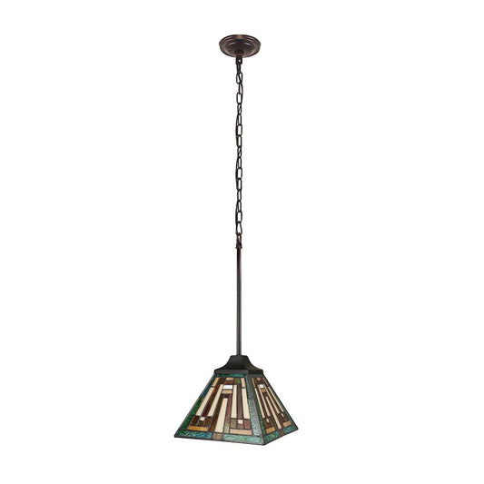 Firman Tiffany-Style 1-Light Mission Ceiling Pendant 8" Shade