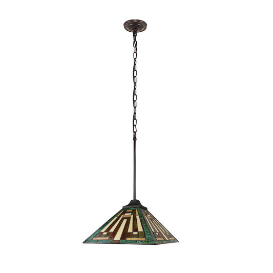 Firman Tiffany-Style 1-Light Mission Ceiling Pendant 12" Shade