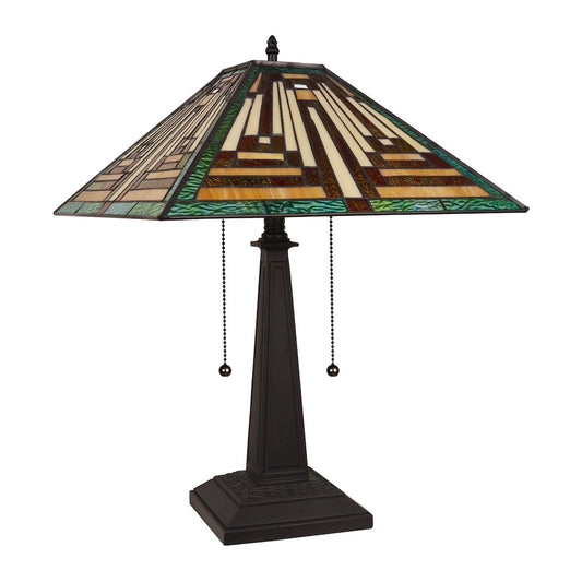 Firman Tiffany-Style 2-Light Mission Table Lamp 16" Shade