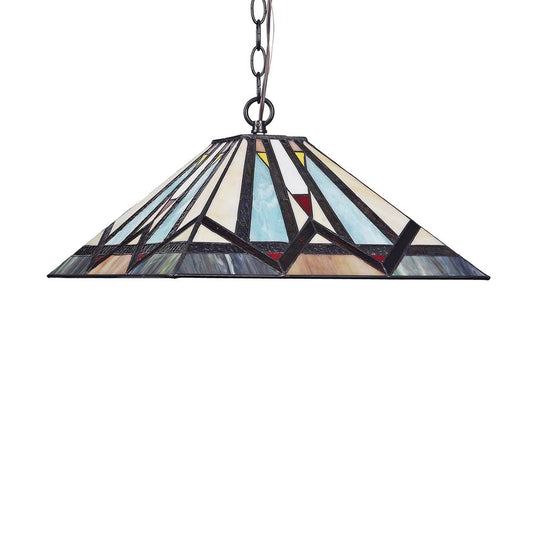 MANTON Mission 2 Light Blackish Bronze Ceiling Pendant 16" Wide