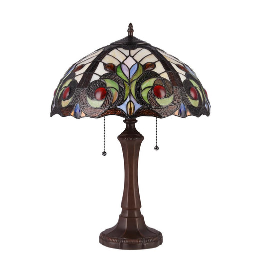 CHLOE Lighting LENNON Tiffany-style Dark Bronze 2 Light Victorian Table Lamp 16" Shade