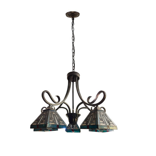 CHLOE Lighting INNES Mission Tiffany-Style Blackish Bronze 5 Light Large Chandelier 26" Wide
