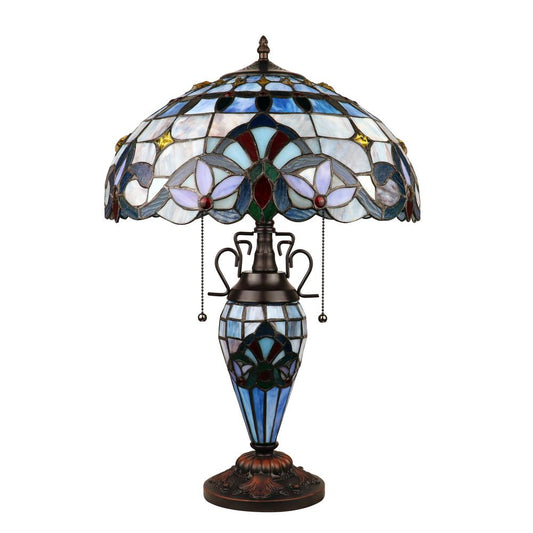 CHLOE Lighting GRENVILLE Victorian-Style Dark Bronze 3 Light Double Lit Table Lamp 16" Wide
