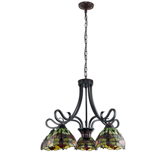 CHLOE Lighting EMPRESS Dragonfly Tiffany-style Dark Bronze 5 Light Large Chandelier 27" Wide