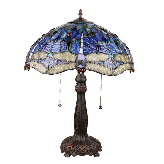 CHLOE Lighting SUNNIVA Dragonfly-Style Dark Bronze 2 Light Table Lamp 16" Wide
