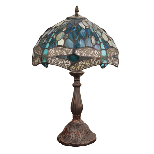 SUNNIVA Dragonfly Tiffany-Style 1-Light Table Lamp 12" Shade