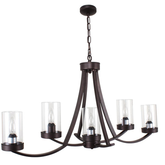 IDA Farmhouse 5 Light Rubbed Bronze Ceiling Pendant 35.5" Wide