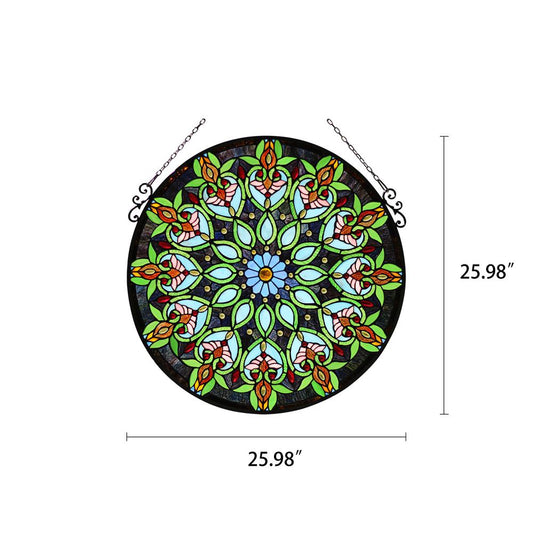CHLOE Lighting ARABELLA Tiffany-Style Victorian Stained Glass Window Panel, 26" Width